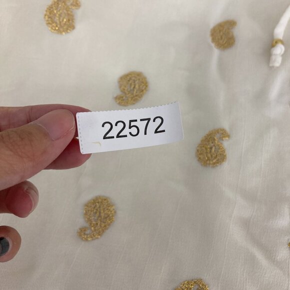 Charter Club size XL Cream Gold Paisley Tie Front Soft Comfy Feminine Blouse - Picture 3 of 9